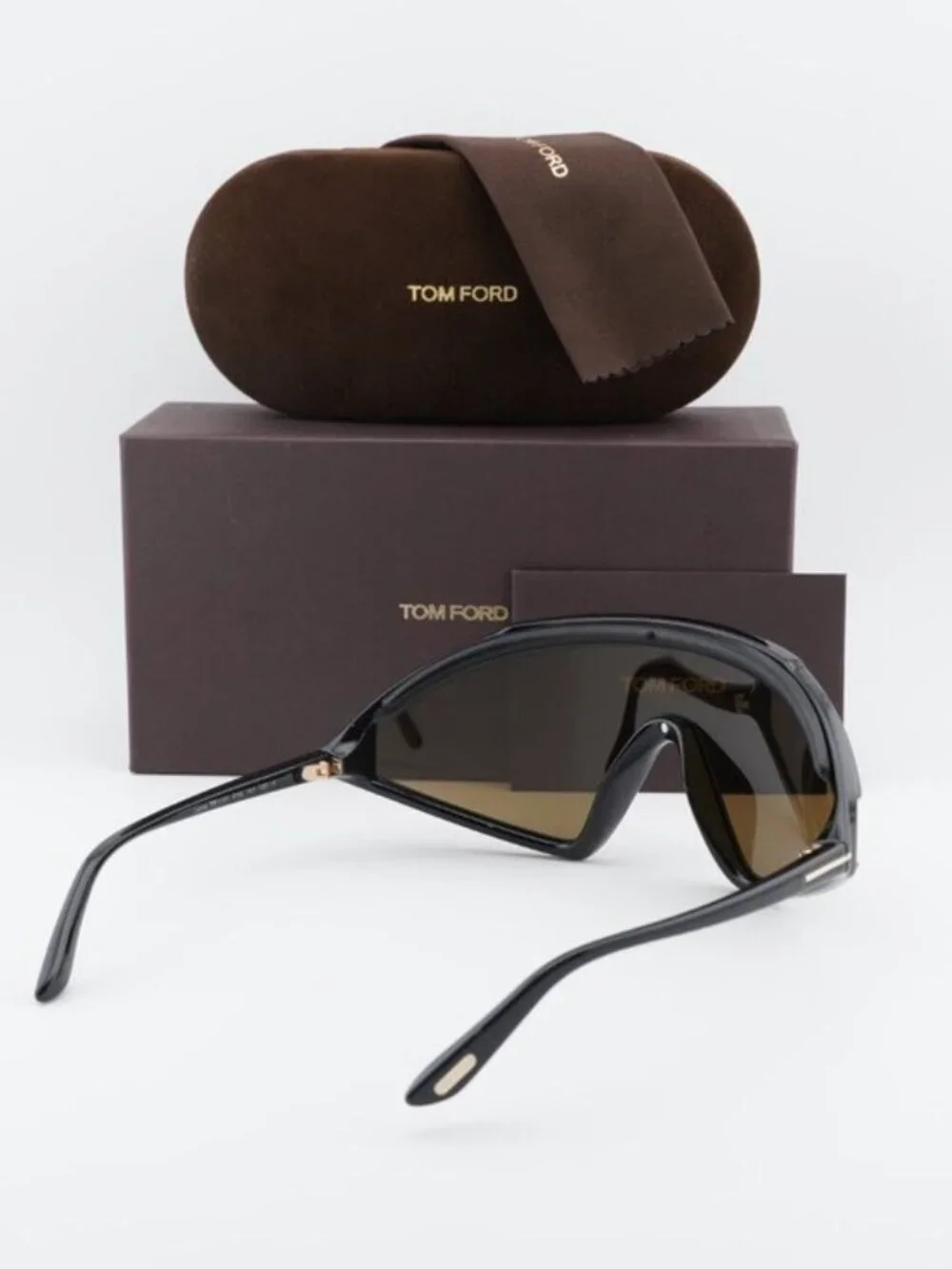 Tom Ford Lorna FT1121 01G Shield Sunglasses - Black / Brown